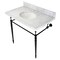 Fauceture KVPB3622M80 36" Console Sink with Brass Legs (8-Inch, 3 Hole), Marble White/Matte Black KVPB3622M80 - alternate 1